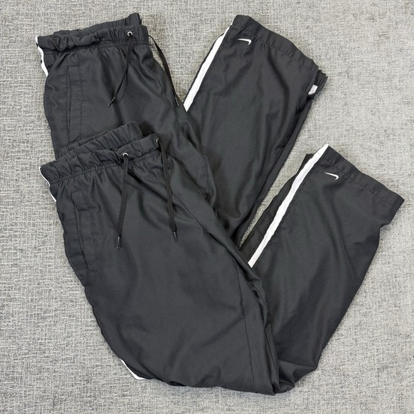 Vintage Y2K Nike Track Pants Women Large Black Swoosh Baggy Lot Of 2 - Picture 1 of 10